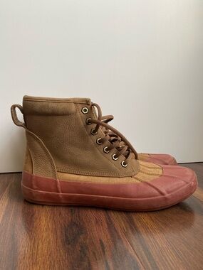 L.L. Bean Bar Harbor Duck Boots Womens 10 Brown Suede Cranberry Rubber Primaloft